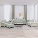 4 Piece Sofa Set with Pillows Light Grey Velvet