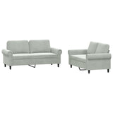 2 Piece Sofa Set with Cushions Light Grey Velvet - Front View