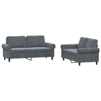 2 Piece Sofa Set with Cushions Dark Grey Velvet