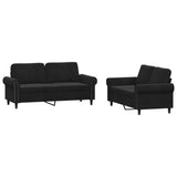 2 Piece Sofa Set with Cushions Black Velvet - Front View