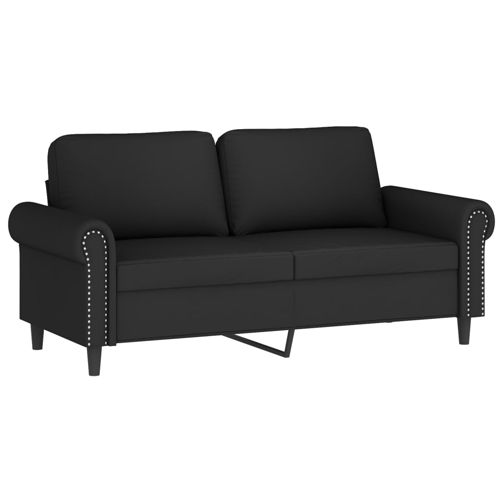 2 Piece Sofa Set with Cushions Black Velvet