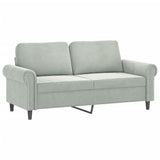2 Piece Sofa Set with Pillows Light Grey Velvet - Top-Down View