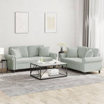 2 Piece Sofa Set with Pillows Light Grey Velvet