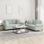 2 Piece Sofa Set with Pillows Light Grey Velvet
