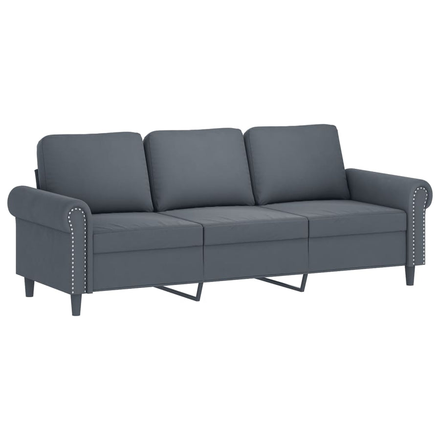 2 Piece Sofa Set with Cushions Dark Grey Velvet