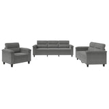 3 Piece Sofa Set with Cushions Dark Grey Microfibre Fabric - Front View