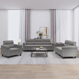 3 Piece Sofa Set with Cushions Dark Grey Microfibre Fabric