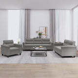 3 Piece Sofa Set with Cushions Dark Grey Microfibre Fabric