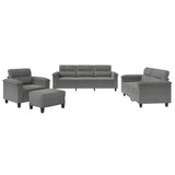 4 Piece Sofa Set with Cushions Dark Grey Microfibre Fabric - Front View