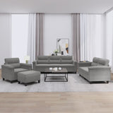 4 Piece Sofa Set with Cushions Dark Grey Microfibre Fabric