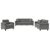 3 Piece Sofa Set with Pillows Dark Grey Microfibre Fabric
