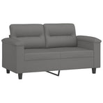 3 Piece Sofa Set with Pillows Dark Grey Microfibre Fabric