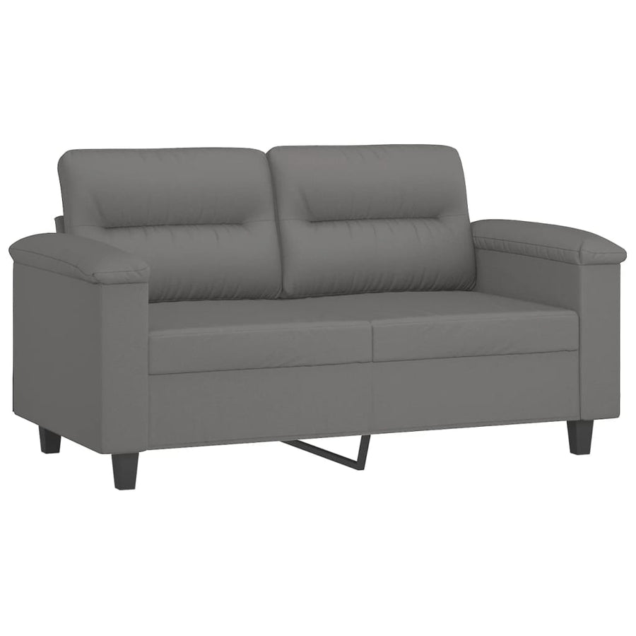3 Piece Sofa Set with Pillows Dark Grey Microfibre Fabric