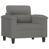 4 Piece Sofa Set with Pillows Dark Grey Microfibre Fabric - Side View