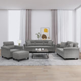 4 Piece Sofa Set with Pillows Dark Grey Microfibre Fabric