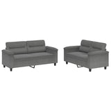 2 Piece Sofa Set with Cushions Dark Grey Microfibre Fabric