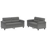 2 Piece Sofa Set with Cushions Dark Grey Microfibre Fabric - Front View