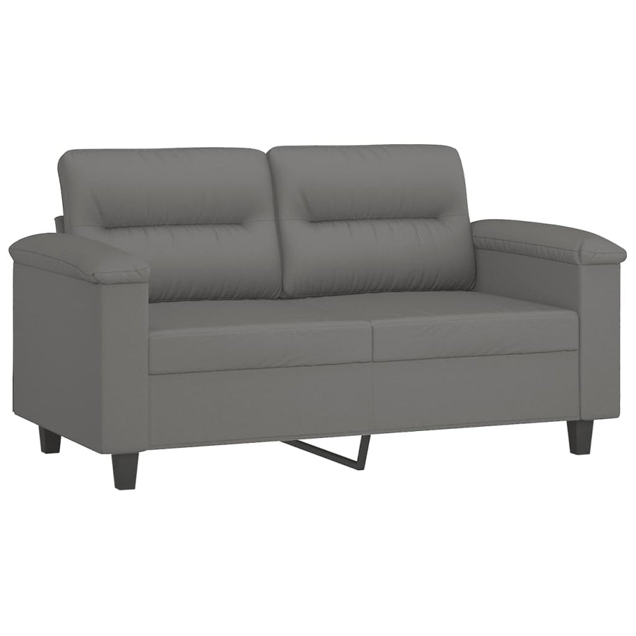 3 Piece Sofa Set with Pillows Dark Grey Microfibre Fabric