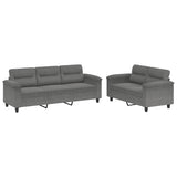 2 Piece Sofa Set with Cushions Dark Grey Microfibre Fabric - Front View