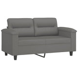 2 Piece Sofa Set with Cushions Dark Grey Microfibre Fabric - Side View