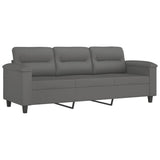 2 Piece Sofa Set with Cushions Dark Grey Microfibre Fabric