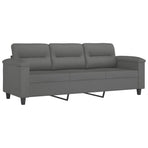 3 Piece Sofa Set with Pillows Dark Grey Microfibre Fabric