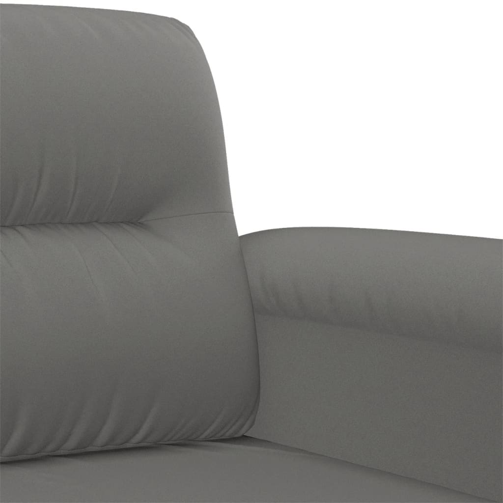3 Piece Sofa Set with Pillows Dark Grey Microfibre Fabric