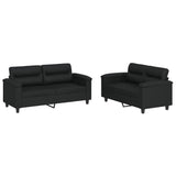 2 Piece Sofa Set with Cushions Black Faux Leather - Front View
