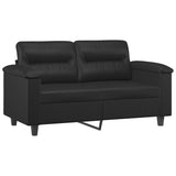 2 Piece Sofa Set with Pillows Black Faux Leather - Side View