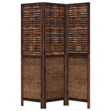 Room Divider 3 Panels Dark Brown Solid Wood Paulownia - Top-Down View