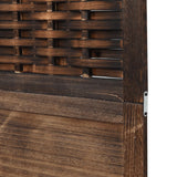 Room Divider 3 Panels Dark Brown Solid Wood Paulownia - Rear View