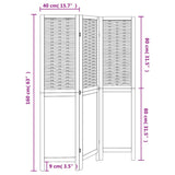Room Divider 3 Panels Dark Brown Solid Wood Paulownia