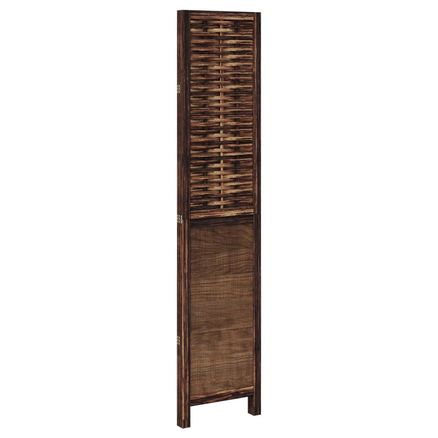 Room Divider 3 Panels Dark Brown Solid Wood Paulownia