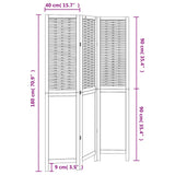 Room Divider 3 Panels Dark Brown Solid Wood Paulownia