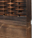 Room Divider 4 Panels Dark Brown Solid Wood Paulownia - Rear View