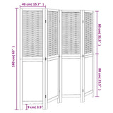 Room Divider 4 Panels Dark Brown Solid Wood Paulownia - Low Angle