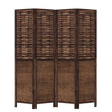Room Divider 4 Panels Dark Brown Solid Wood Paulownia - Top-Down View