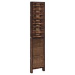 Room Divider 4 Panels Dark Brown Solid Wood Paulownia