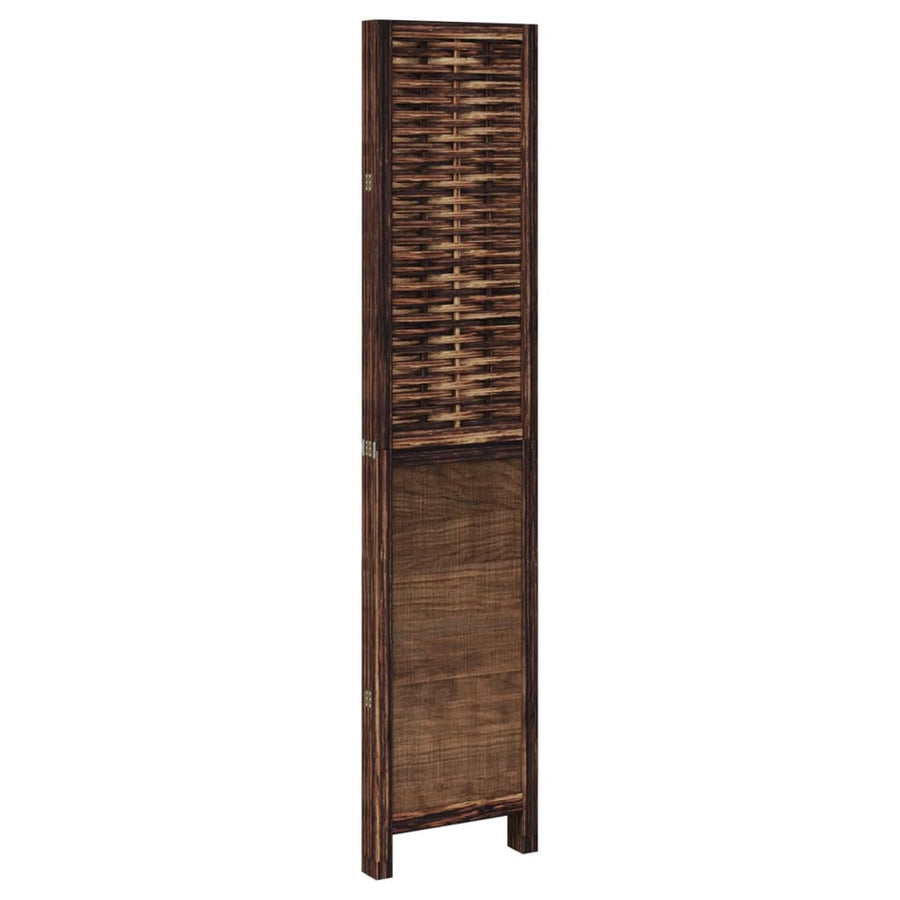 Room Divider 4 Panels Dark Brown Solid Wood Paulownia