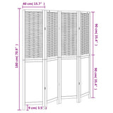 Room Divider 4 Panels Dark Brown Solid Wood Paulownia
