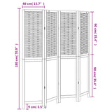 Room Divider 4 Panels Dark Brown Solid Wood Paulownia - Low Angle