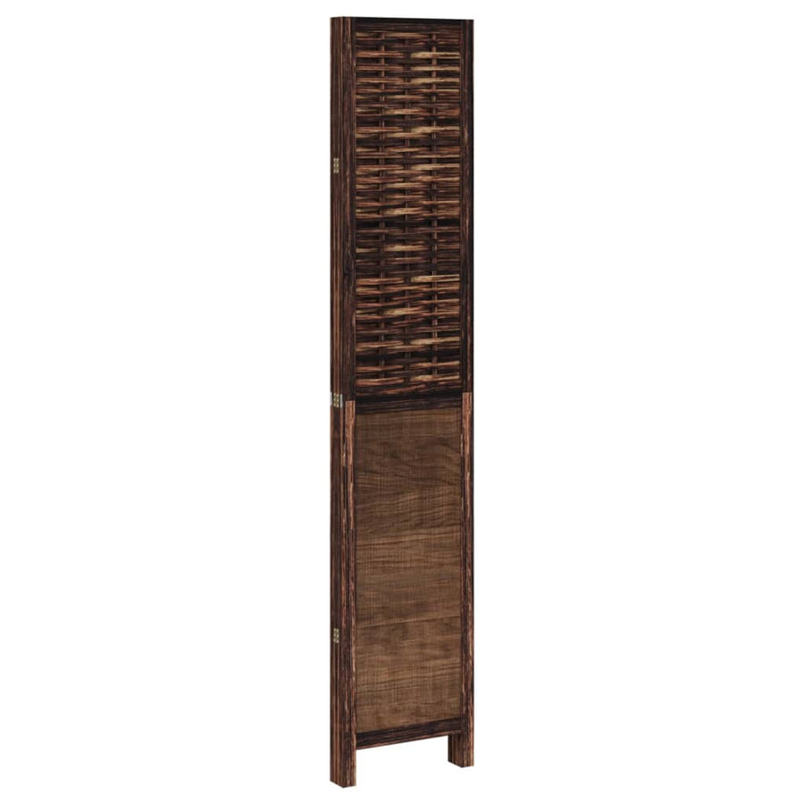 Room Divider 4 Panels Dark Brown Solid Wood Paulownia
