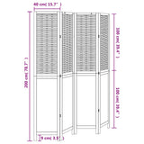 Room Divider 4 Panels Dark Brown Solid Wood Paulownia