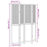 Room Divider 4 Panels Dark Brown Solid Wood Paulownia - Low Angle