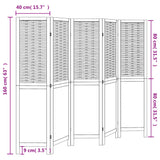 Room Divider 5 Panels Dark Brown Solid Wood Paulownia - Low Angle