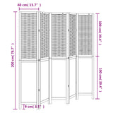 Room Divider 5 Panels Dark Brown Solid Wood Paulownia