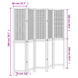 Room Divider 5 Panels Dark Brown Solid Wood Paulownia - Low Angle