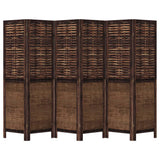 Room Divider 6 Panels Dark Brown Solid Wood Paulownia - Top-Down View