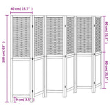 Room Divider 6 Panels Dark Brown Solid Wood Paulownia