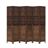 Room Divider 6 Panels Dark Brown Solid Wood Paulownia - Top-Down View
